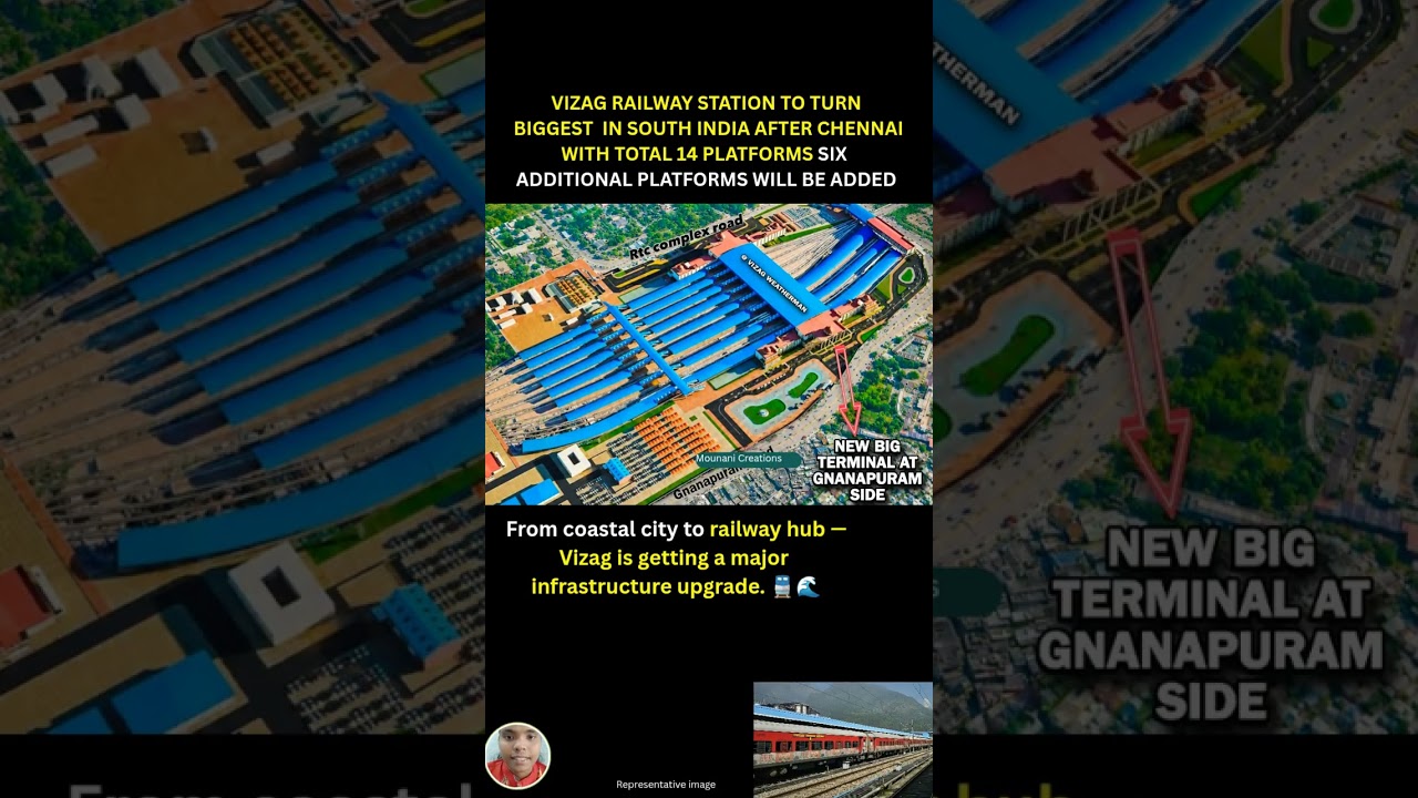 VIZAG RAILWAY STATION TOTURN BIGGEST IN SOUTH INDIAAFTER CHENNAI WITH TOTAL14 PLATFORMS