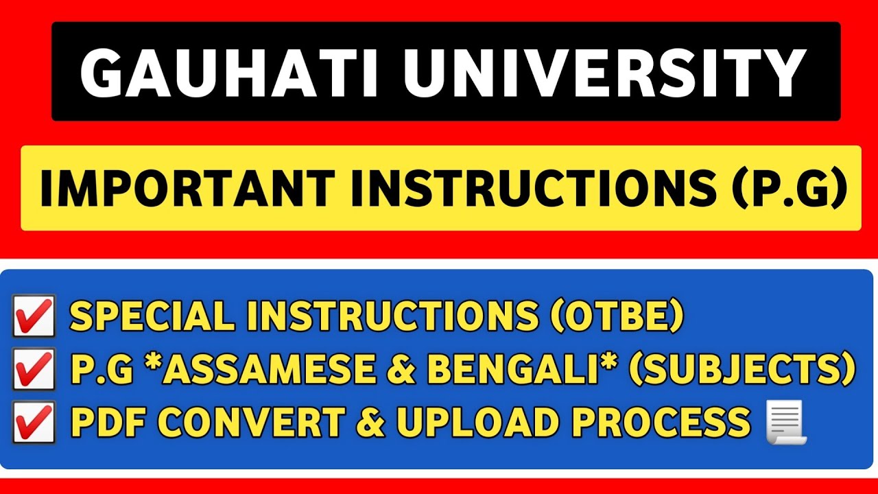 Gauhati University Important Instructions For OTBE 2021 (P.G Exams)⚡| Gauhati University Exams 2021📃