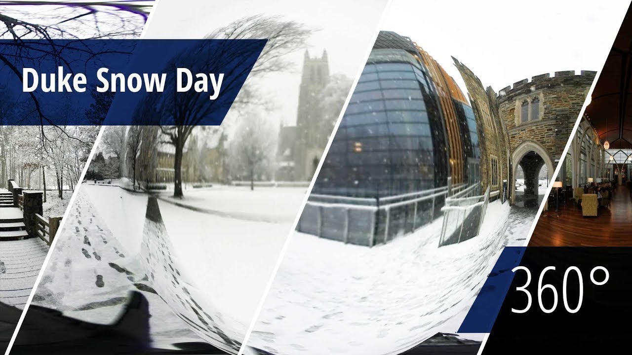 Snowfall on Duke's Campus (360° video)