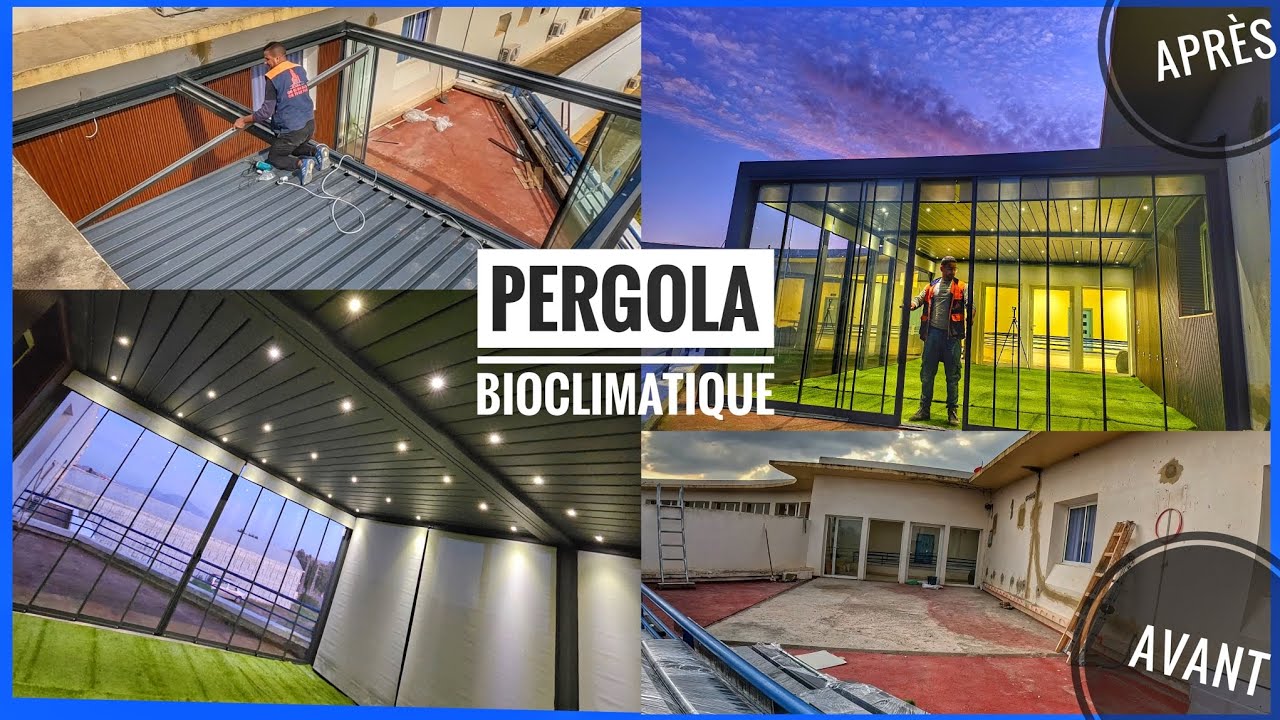 pergola bioclimatique maroc , #pergola terrasse , travaux aluminium  , تغطية بالكون ، طيراس ، لاكور