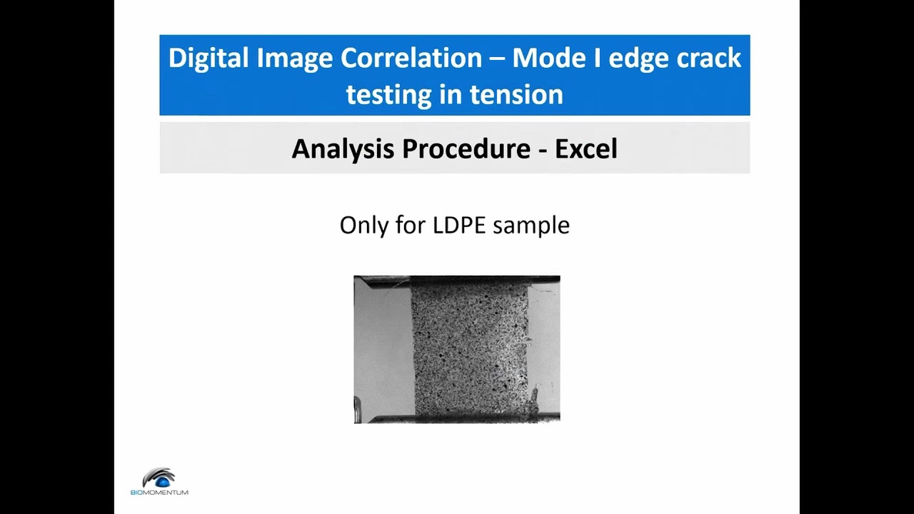 Digital Image Correlation - Mode 1 Edge Crack Testing - Part 6 Sample Analysis Excel