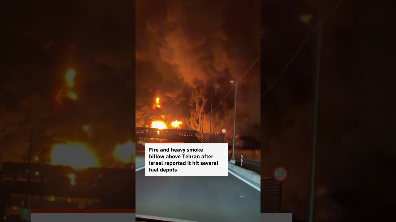 Fire and heavy smoke billow in Tehran after Israel strikes fuel depots
