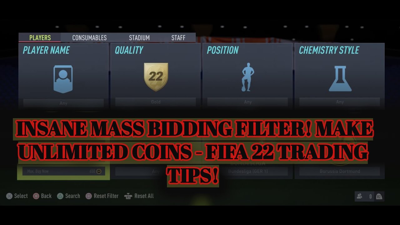 FIFA 22 TRADING TIPS - INSANE MASS BIDDING FILTER! MAKE UNLIMITED COINS - FIFA 22 TRADING TIPS!