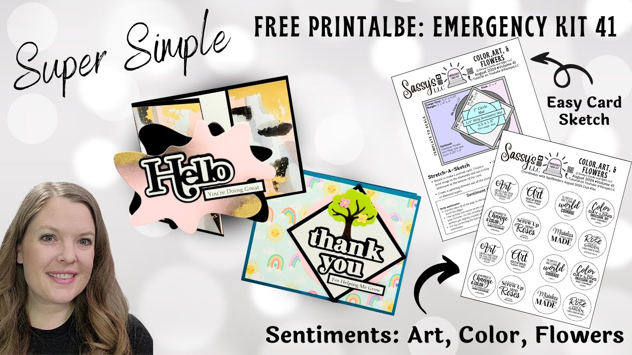 FREE PRINTABLE Color Art and Flowers + Sub-sentiments +Card  Sketch Emergency Card Kit V41
