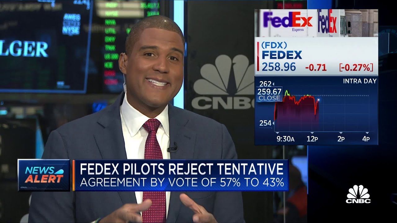 FedEx shares drop following Pilots Union rejection of tentative agreement