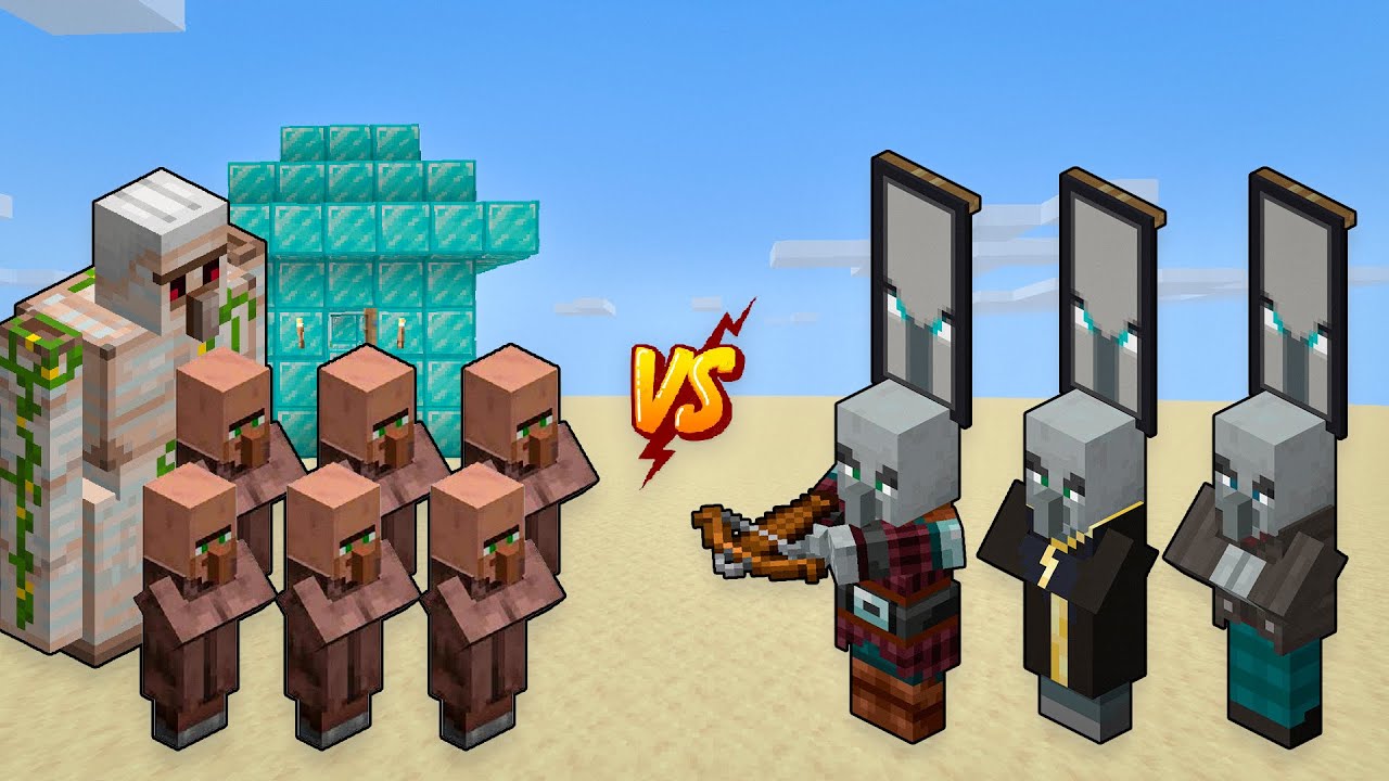 VILLAGERS VS RAID - DIAMOND VILLAGE VS RAID - GUARD VILLAGERS VS PILLAGERS