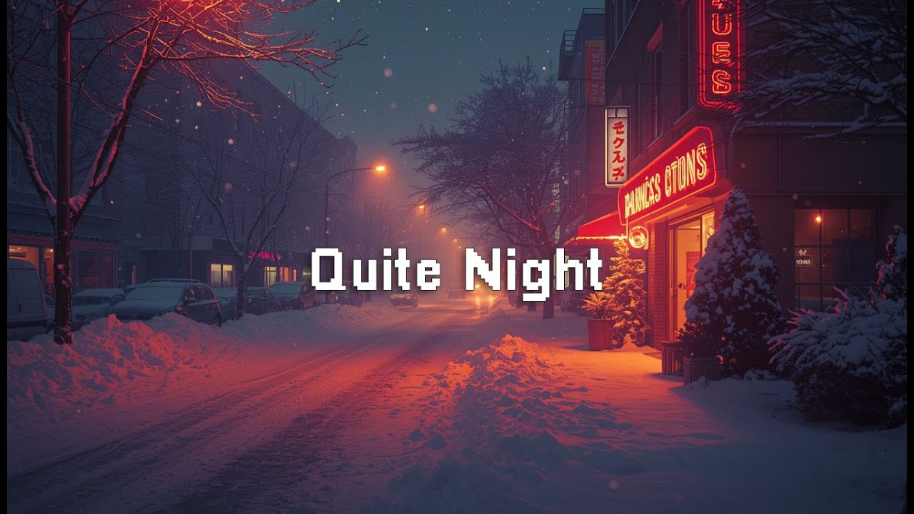It’s Quiet Tonight ❄️ Snowy Neon Lofi Café Under a Pink Twilight Sky