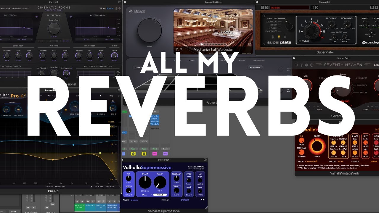 Let's talk reverbs! Cinematic Rooms, Altiverb, FabFilter Pro-R2 - how I use my reverbs in my music