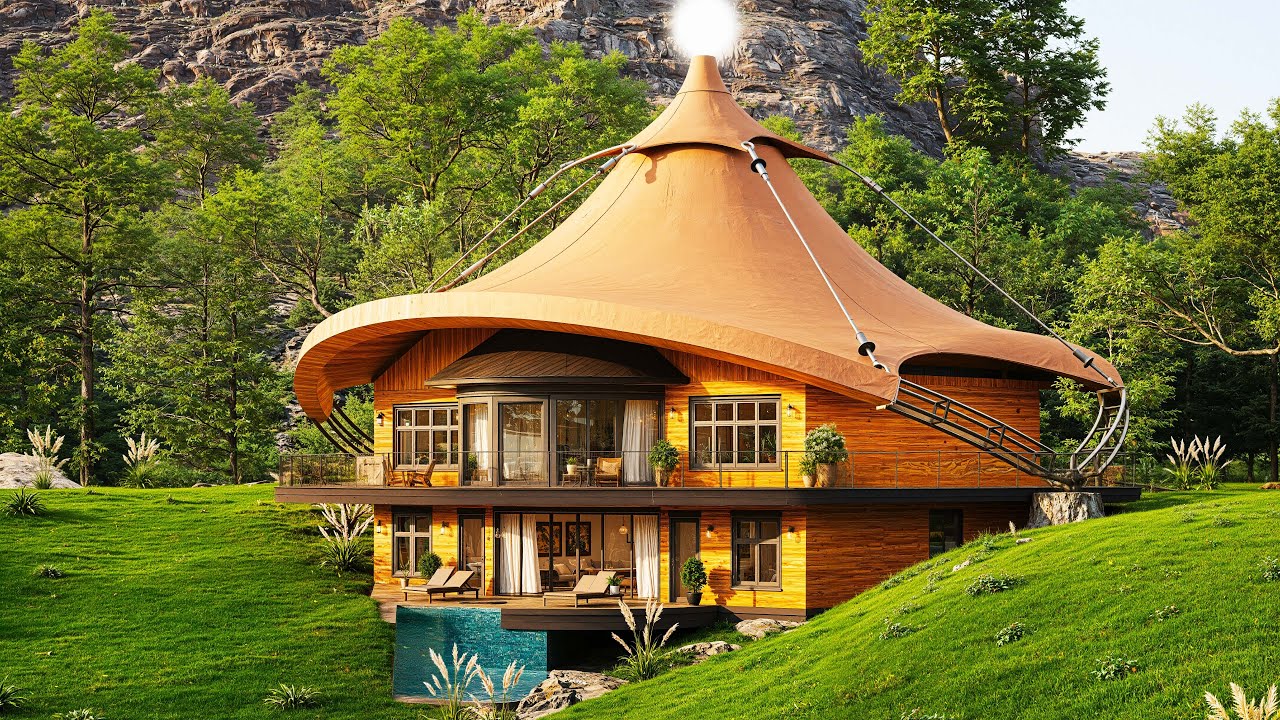 55' x 39' (17m x 12m) Unique Tent Roof Home Design – Simple, Smart, and Beautiful