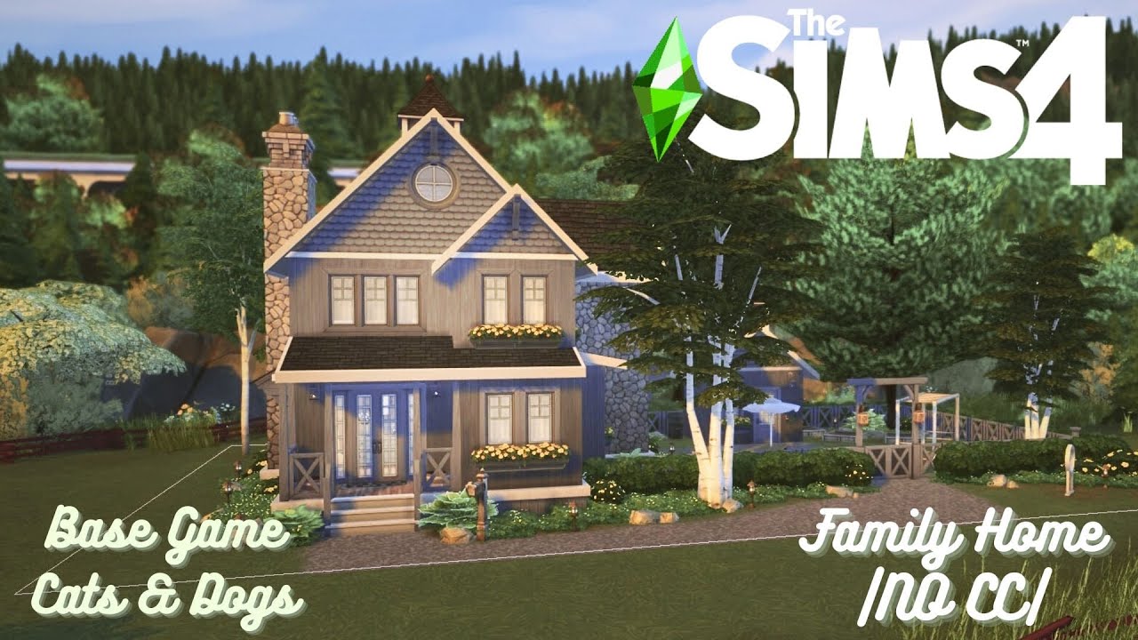 🐕Family Home Base Game + Cats & dogs The Sims 4 Speed Build |NOCC|🐈