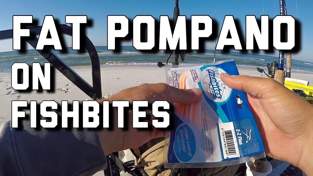 Surf Fishing- Catching BIG Pompano with FishBites- BEST Pomp Bait