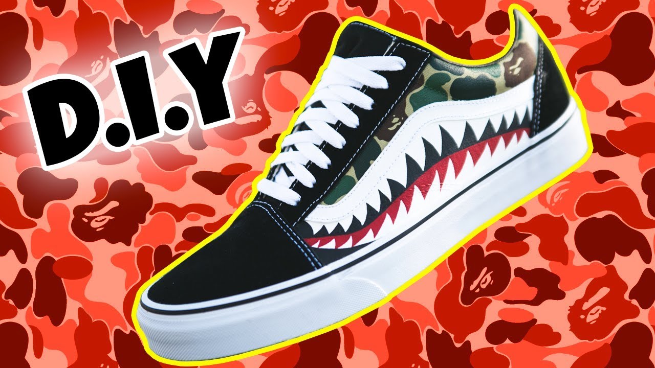 CUSTOM BAPE SHARK VANS | FULL TUTORIAL | DIY