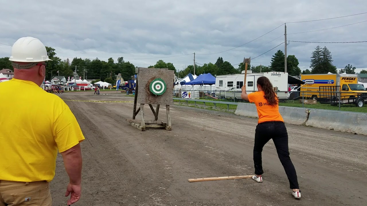 Women's Axe Throw at the 2018 NYS Woodsmen's Field Days