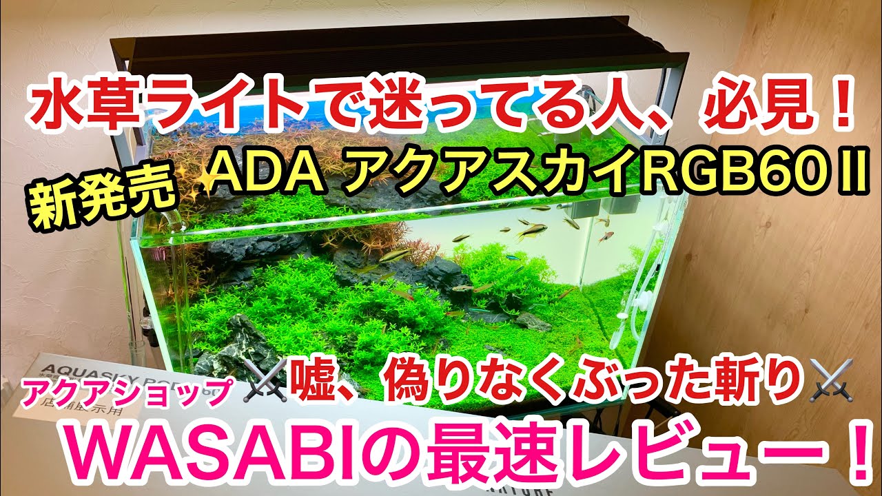 発売前に徹底レビュー！「ADAアクアスカイRGB６０Ⅱ、２０２３年７月１３日新発売！」ネイチャーアクアリウム、水草レイアウトの造り方、水草の育て方、初心者、チヒロス、chihiros、ソーラーＲＧＢ