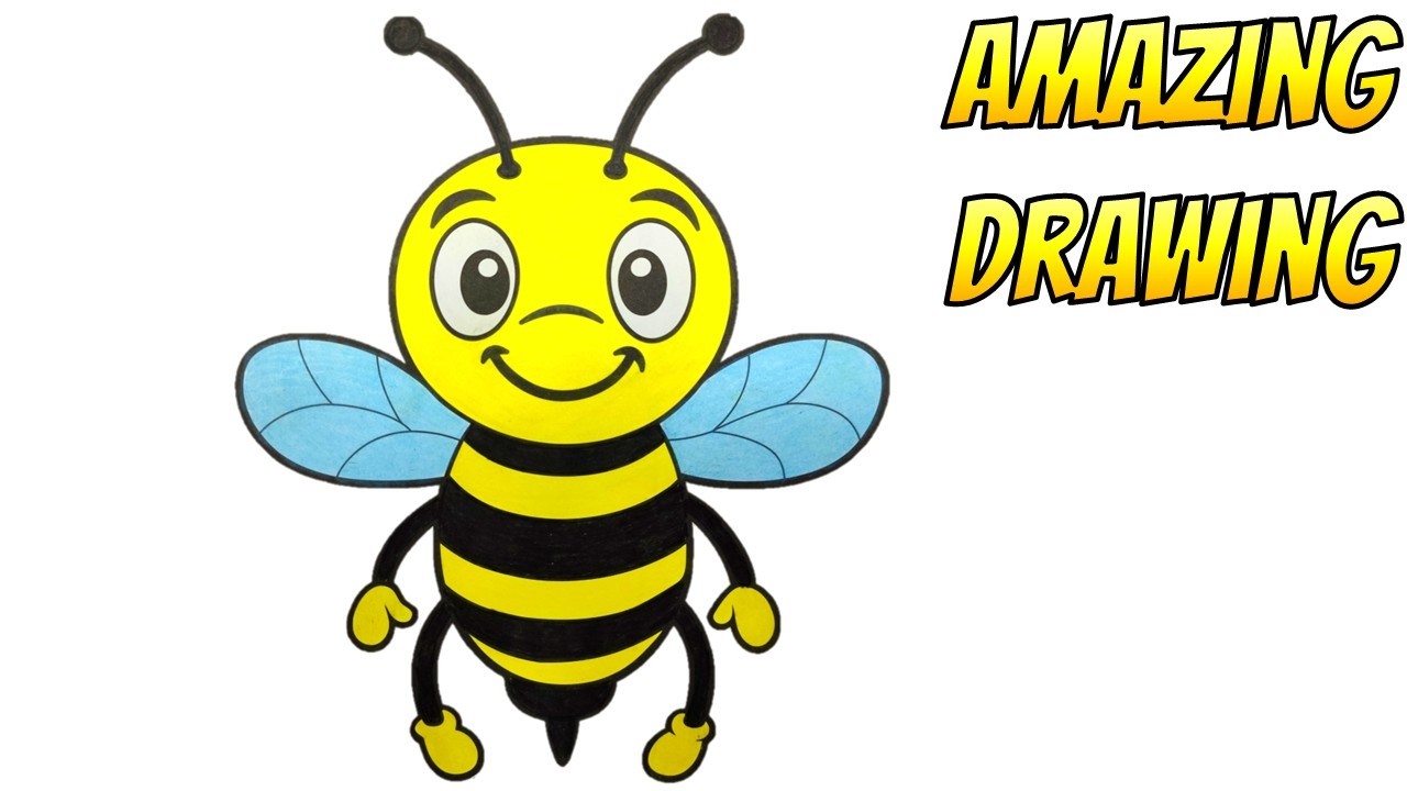 Smiling Bee with Brown & Yellow Body #amazingdrawing