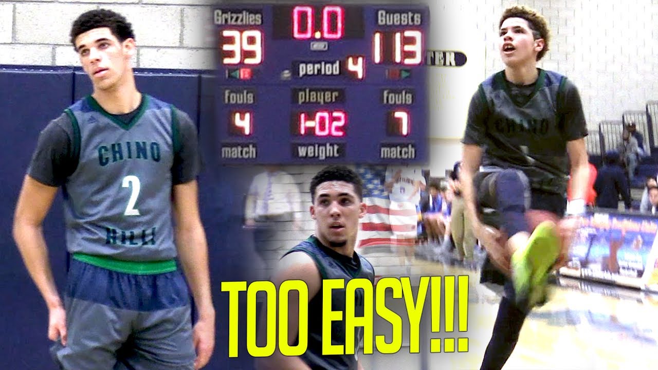 Lonzo Ball's EASIEST Game of His Life! Ball Bros CLOWNING in 74 Point BLOWOUT vs Los Osos