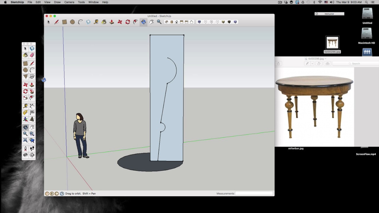 SKETCHUP - FOLLOW ME - Table Leg
