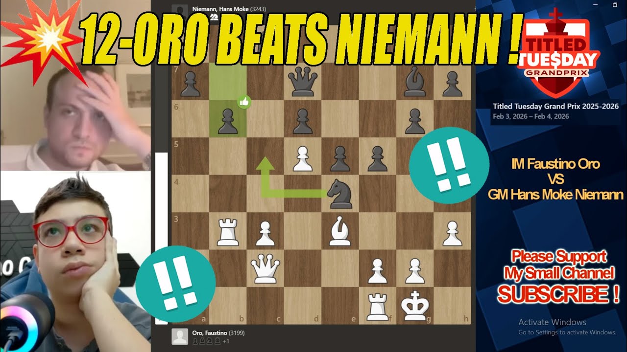 Faustino Oro vs Hans Moke Niemann 🔥 | ROUND 11 | Titled Tuesday