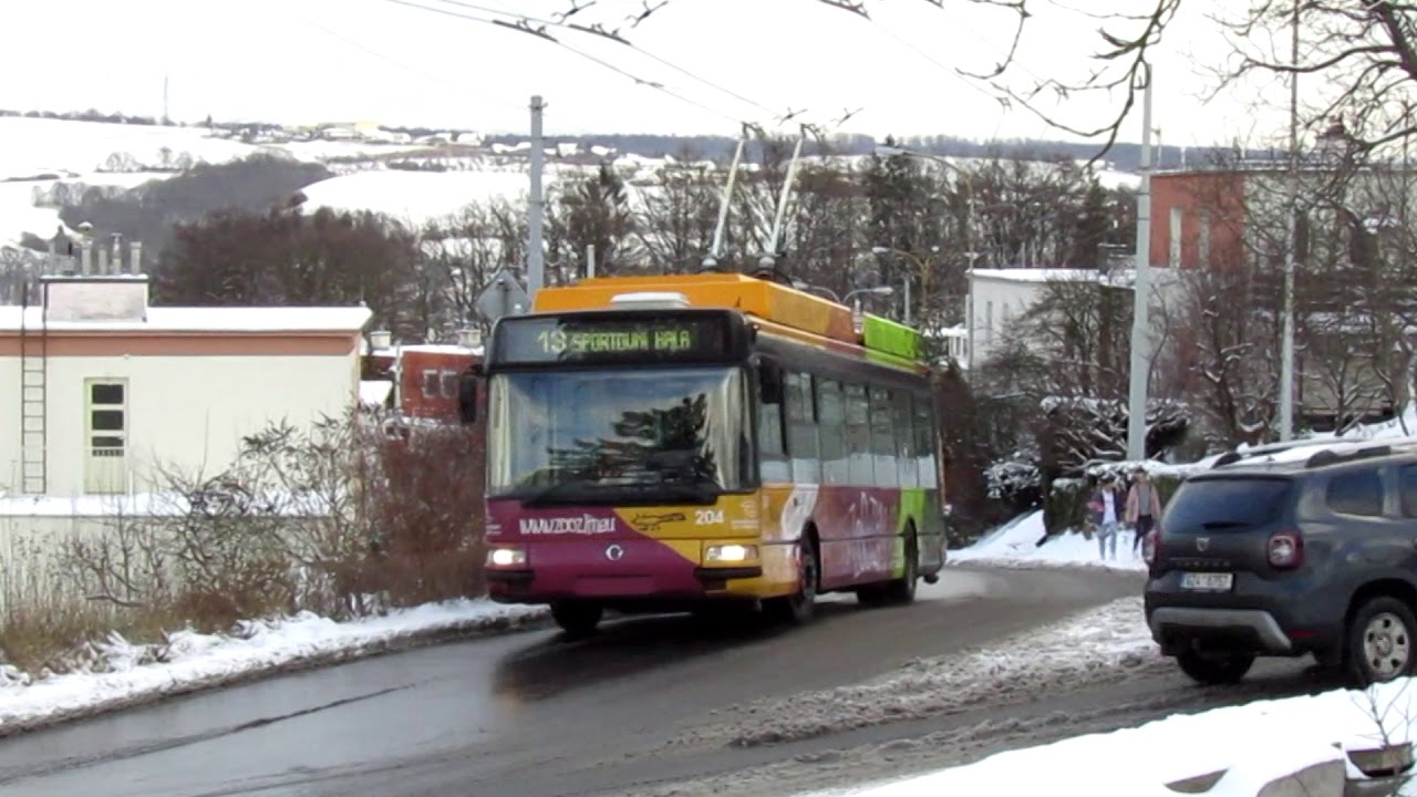 Trolejbusy Škoda 24tr a autobusy Karosa Citybus v zasněženém Zlíně | DSZO