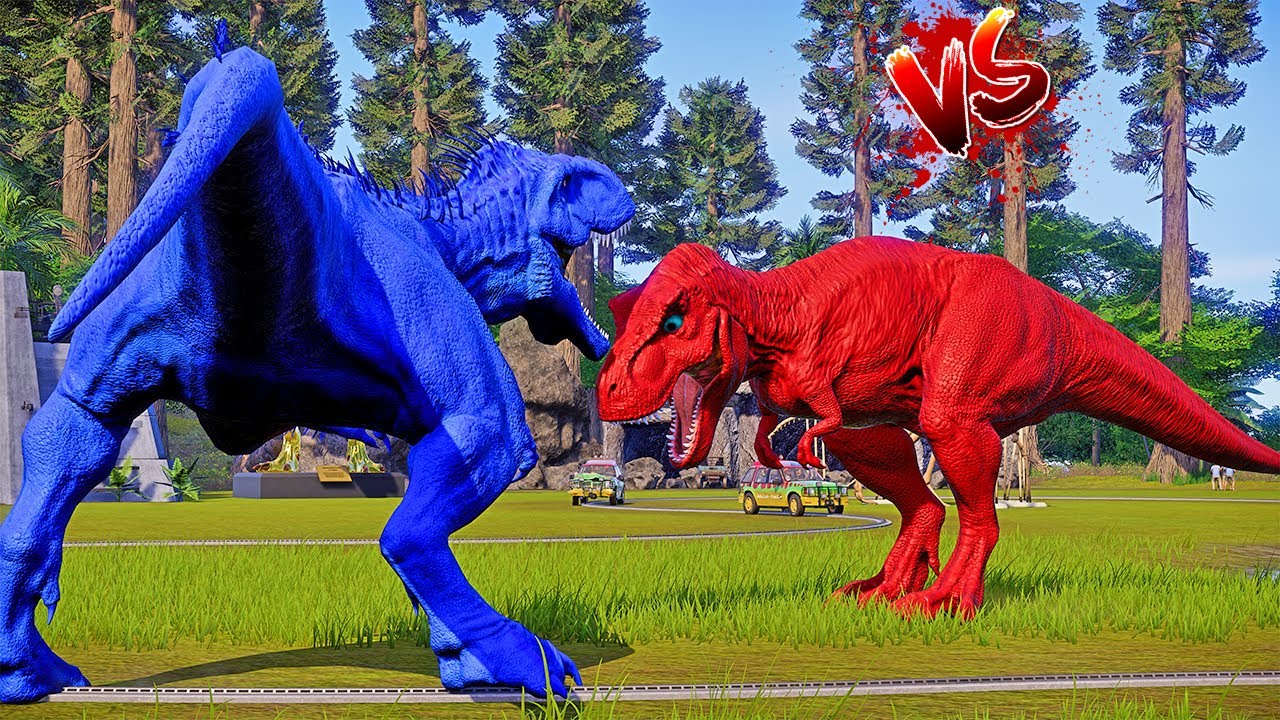 The Blue Malusaurus beats them all. Red T-Rex vs Pink Spinosaurus, I-Rex vs Indorapror