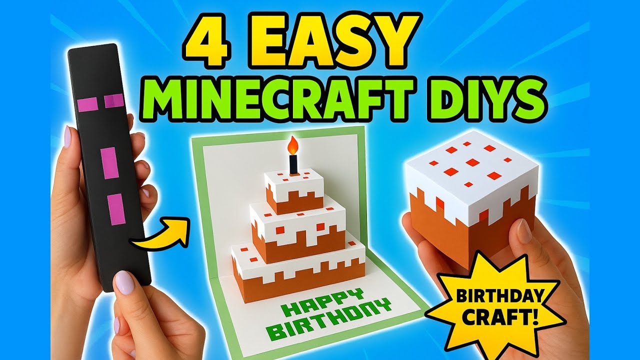 4 Easy Minecraft Crafts | Cute Paper Boxes & Pop-Up Birthday Card!