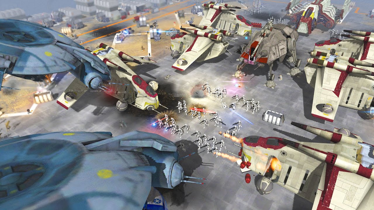 Brutal BOMBING RUN of Republic AIRBASE! - Men of War: Star Wars Mod Battle Simulator