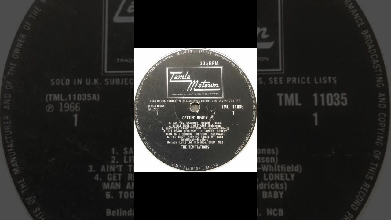 The Temptations - Too Busy Thinking About My Baby - UK Tamla Motown Album Gettin' Ready 1966