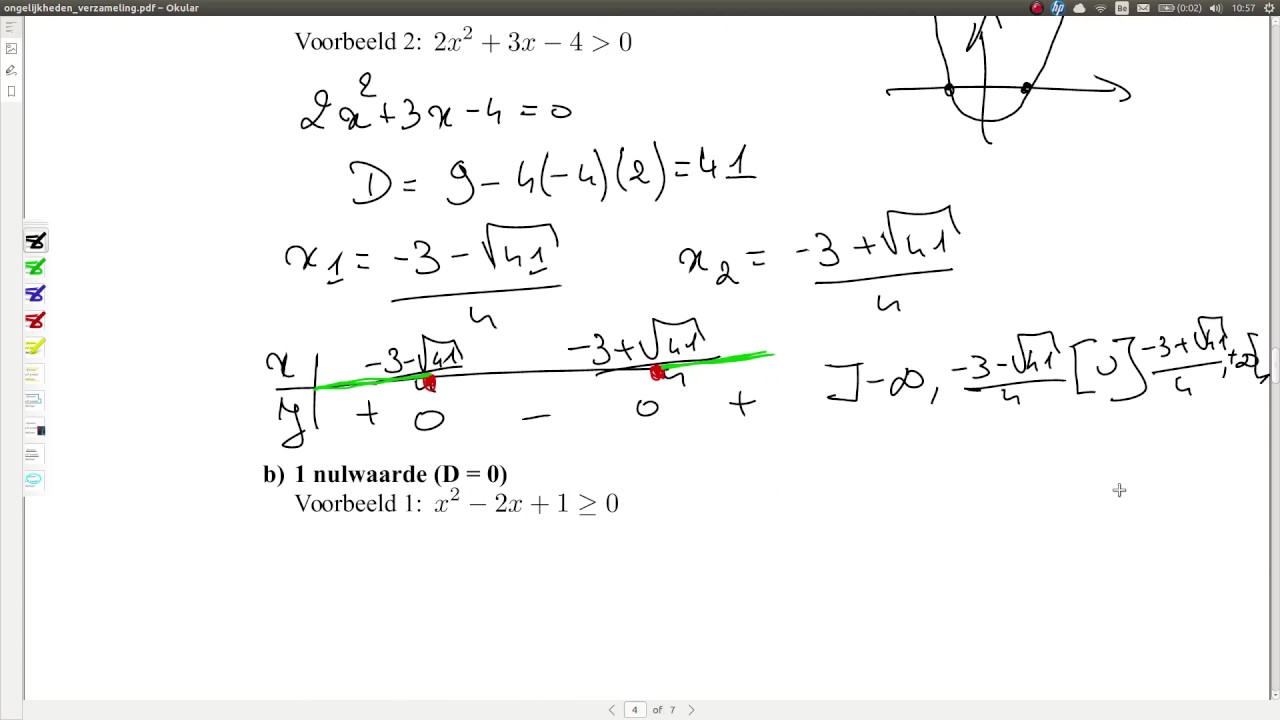 Oplossen van ongelijkheden met de algebraïsche methode