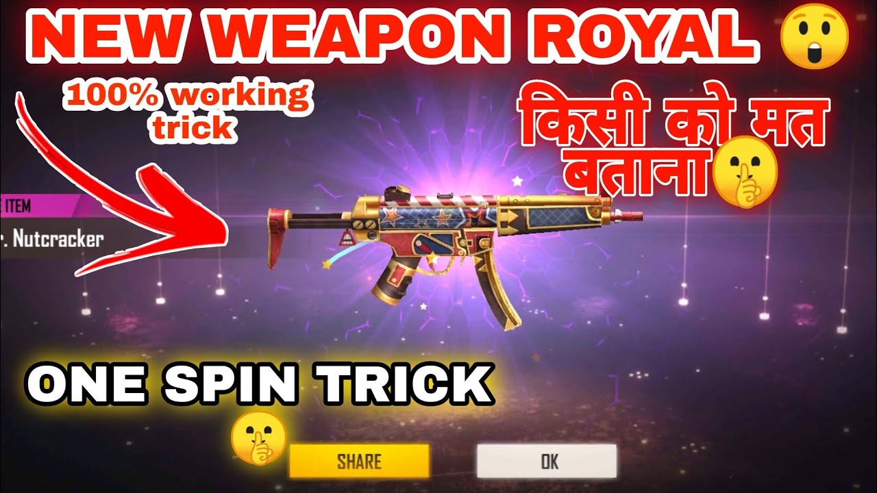FREEFIRE NEW WEAPON ROYAL| NUTCRACKER MP5 SKIN REVIEW| BEST TRICK TO GET LEGENDARY SKIN IN ONE SPIN
