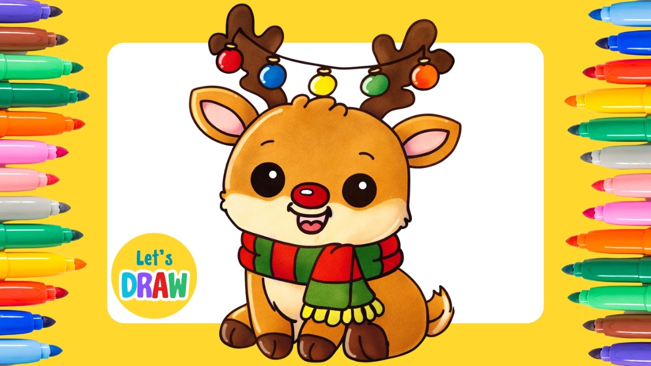 How to Draw a Cute Reindeer | Easy Cute Drawing Tutorial ✏️🎨
