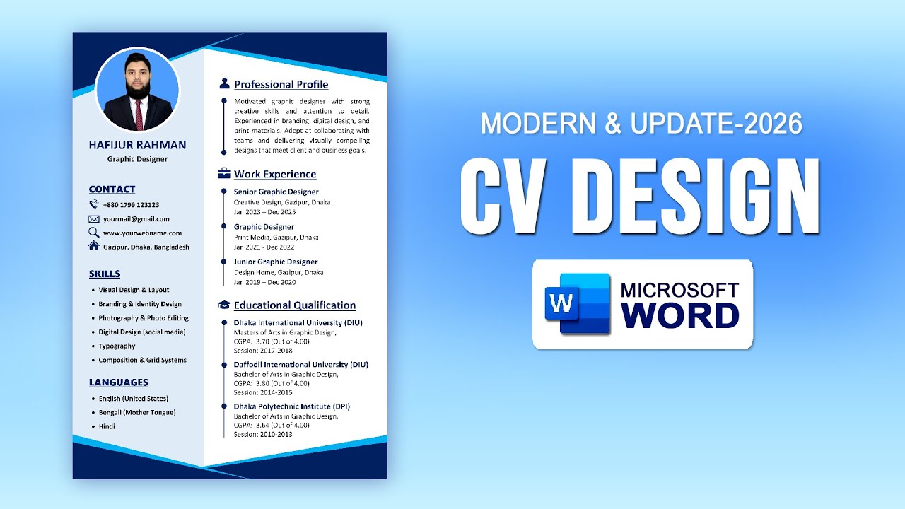 Resume for Job Application | Resume Format | Resume in MS Word | How to Make Resume | CV Design