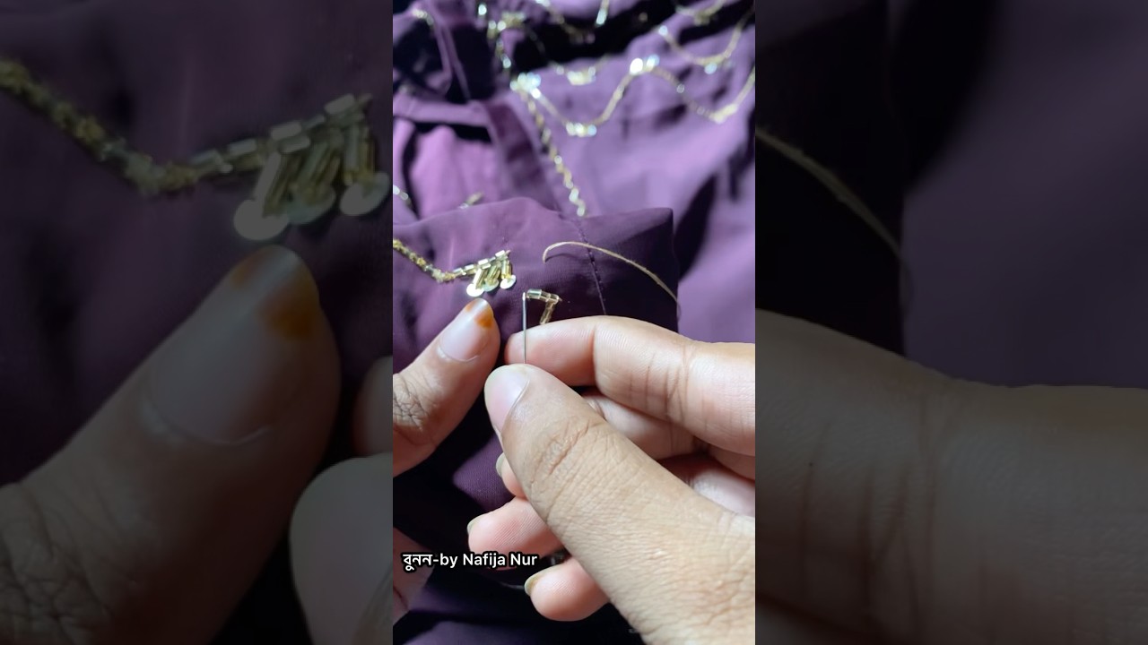 সাধারণ সুই-সুতা দিয়ে কারচুপির কাজ😍😍 #karchupi #karchupiwork #কারচুপি #trending #diy #viral #shorts