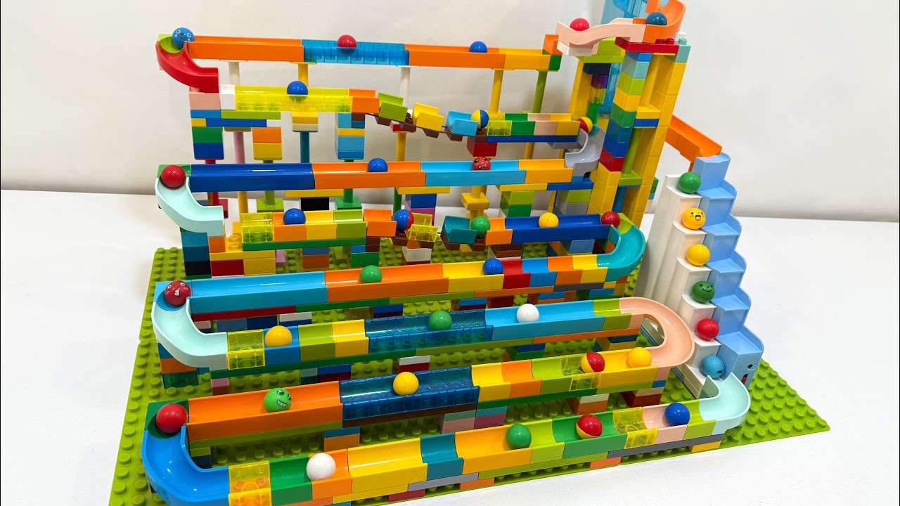 LEGO Duplo Marble Run ASMR Race | Long Wave Track & Elevators