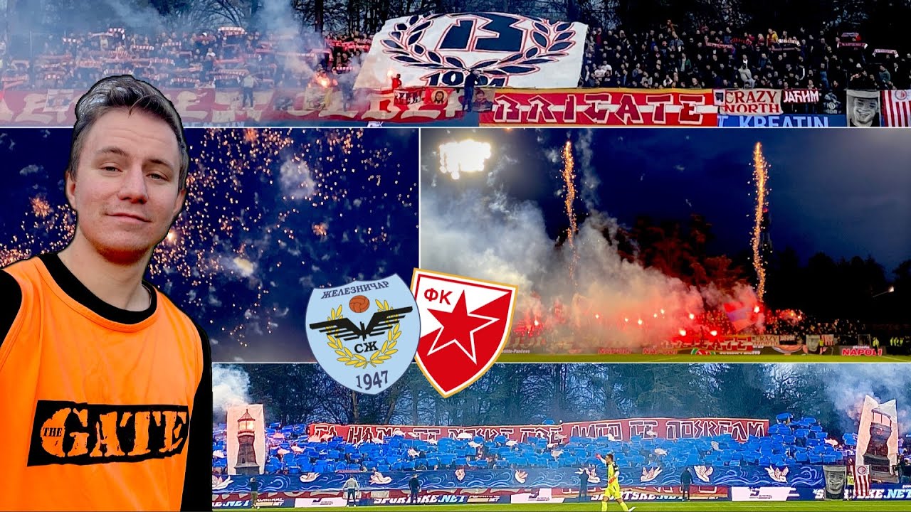 Zvezda Supporters&rsquo; Crazy FIREWORK SHOW! Pitchside at ŽELEZNIČAR PANČEVO - CRVENA ZVEZDA