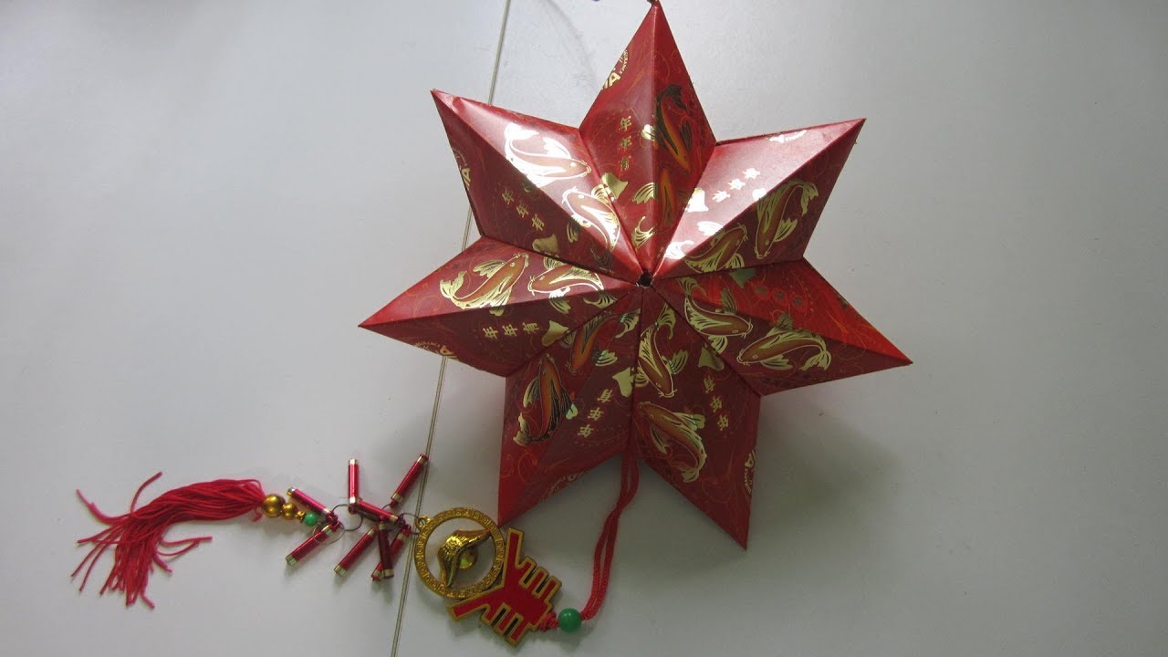 CNY TUTORIAL NO. 61 - Red Packet (Hongbao) Star Lantern  (怎么用新年红包做爆竹)
