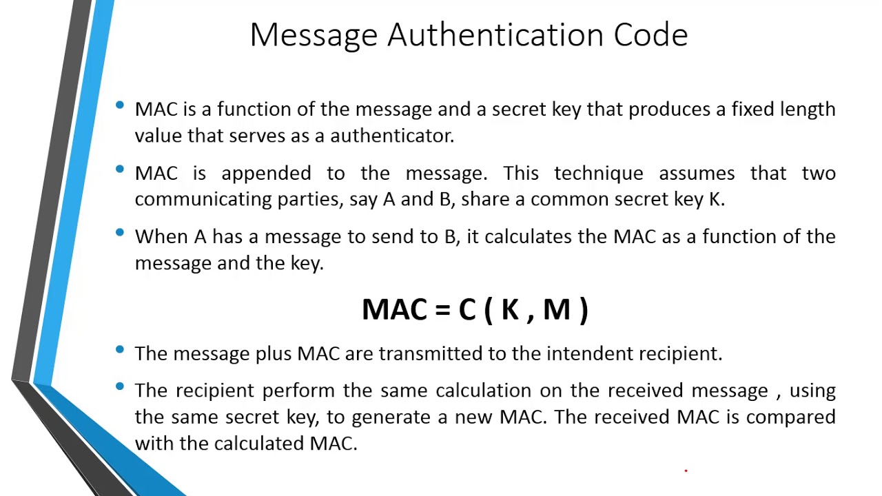 INS: Unit: 6 Message Authentication Code(MAC)