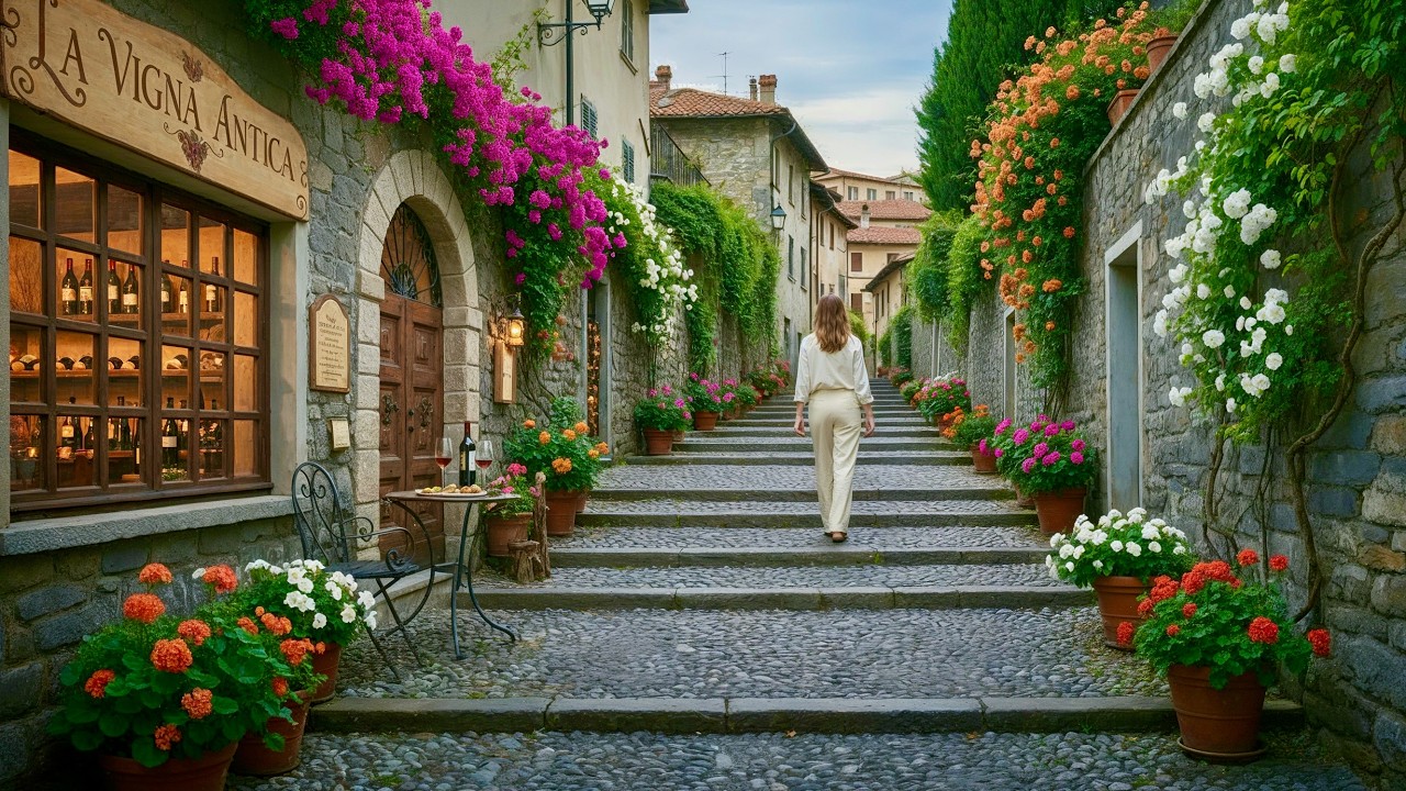 Lake Como, Italy: The Walk Through Bellagio From Lakeside To Stone Stairs Streets