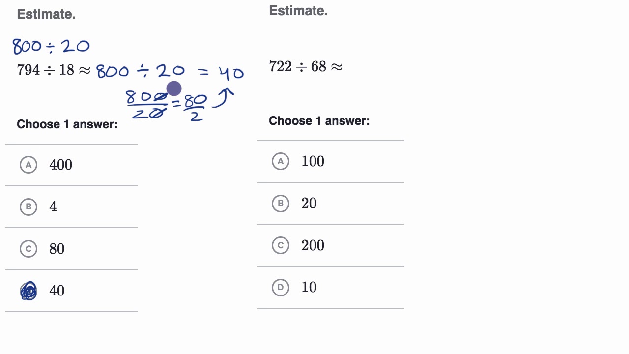 Approximating multi digit division