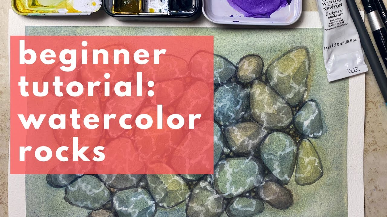 TUTORIAL: River Rocks - Easy Watercolor Painting Tutorial for Beginners