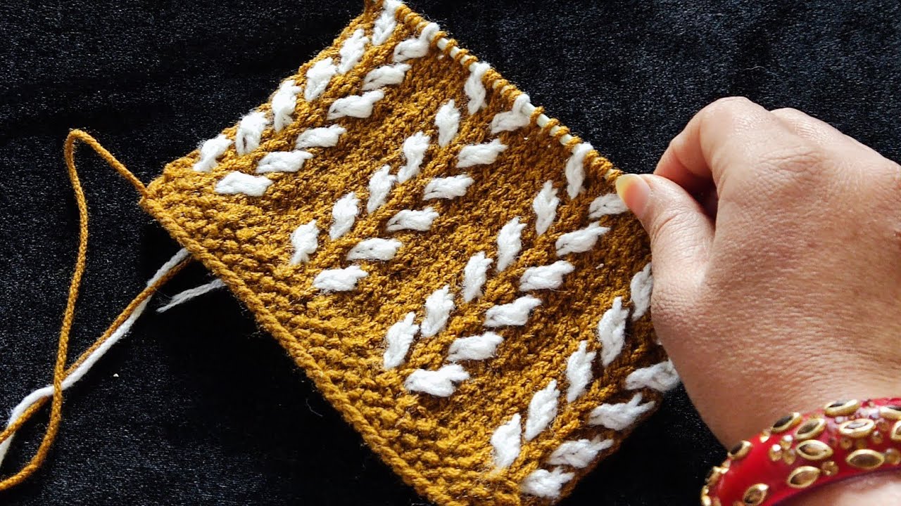 Two colours knitting design latest // Mustered and white sweater design