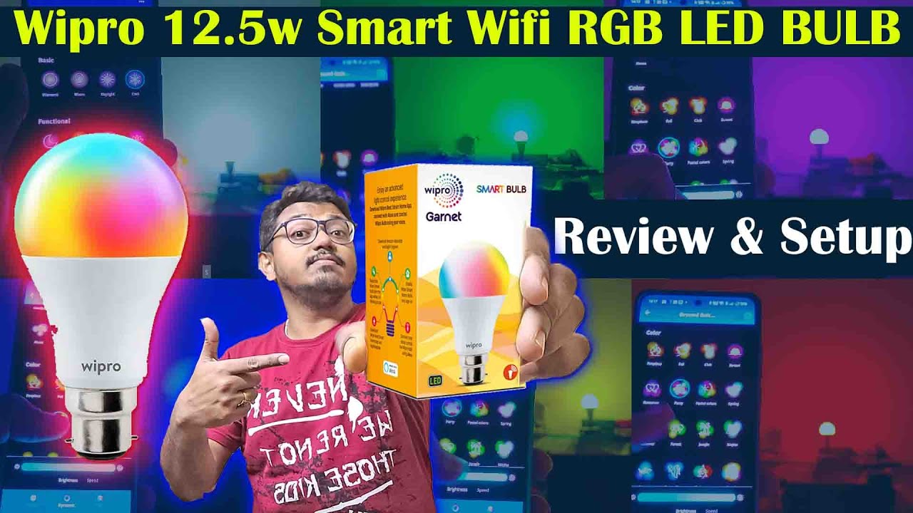 Обзор и настройка светодиодной лампы Wipro Garnet Smart Wifi мощностью 12,5 Вт | Работает с Alexa...