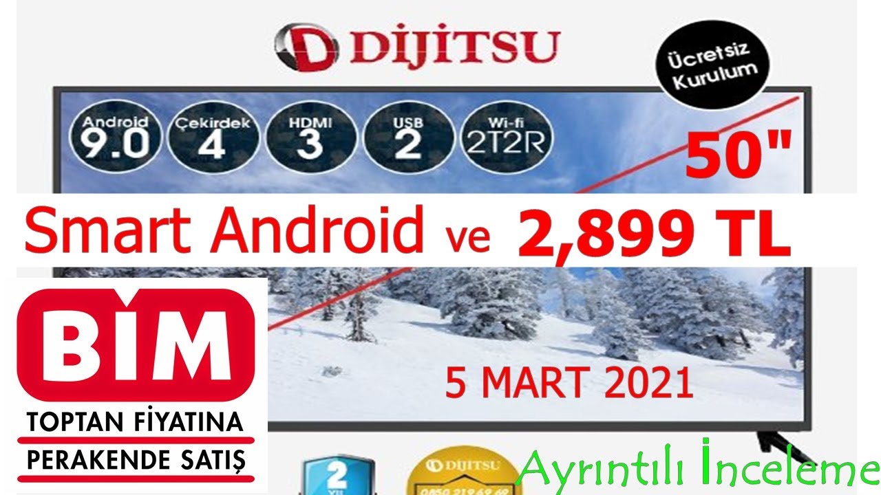 BİM 5 MART 2021 | Dijitsu 50 in&ccedil; Smart Android UYDU ALICILI TELEVİZYON |  Ayrıntılı İnceleme