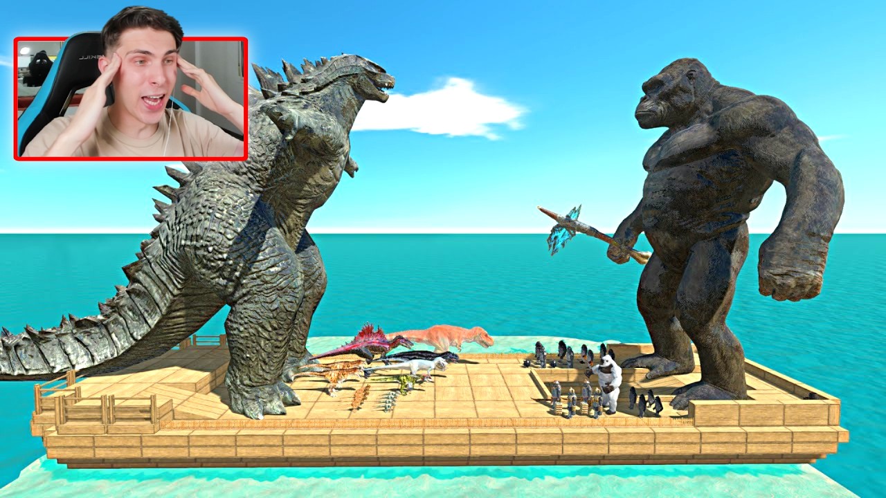 GUERRA EN BARCO - GODZILLA DINOSAURIOS VS KONG MUTANTES - ANIMAL REVOLT BATTLE SIMULATOR
