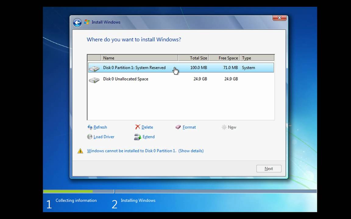 How to Install and Partition Windows 7