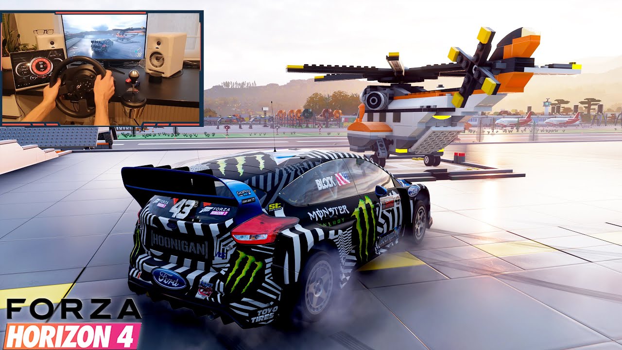 Ford Focus RS RX Hoonigan Rattling Lego City | Forza Horizon 4 Steering Wheel Gameplay