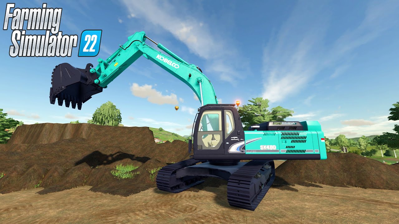Farming Simulator 22 - KOBELCO SK 480 50T Crawler Excavator Digging Dirt