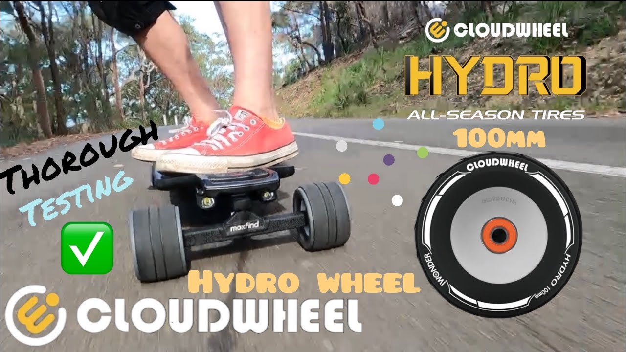 Hydro 100mm from Cloudwheels ultimate wet weather tyre - Andrew Penman EBoard Reviews- Vlog No. 209