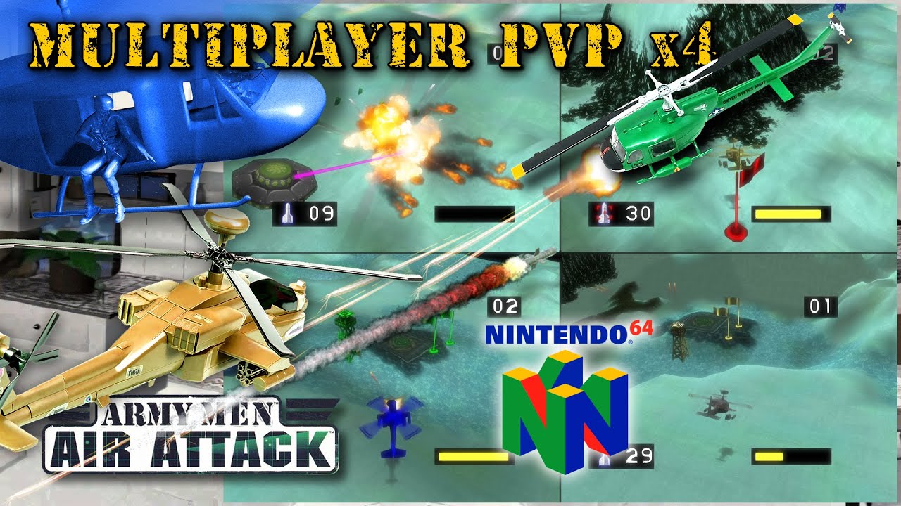 🔴 Army Men: Air Combat (Combate Aéreo) - Multiplayer PVP X4 - sesión 1 (Air Attack para N64)