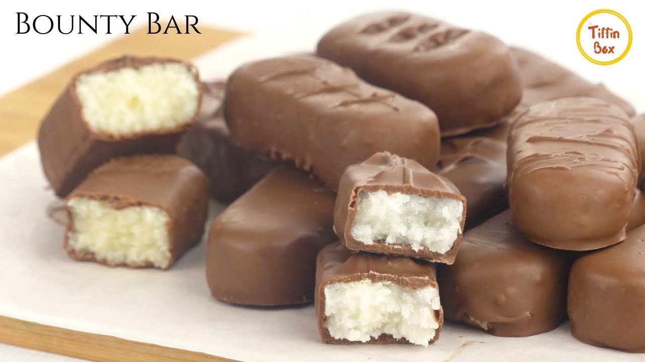 Homemade Bounty Bar Recipe for Kids by Tiffin Box | How to make coconut Chocolate Bar