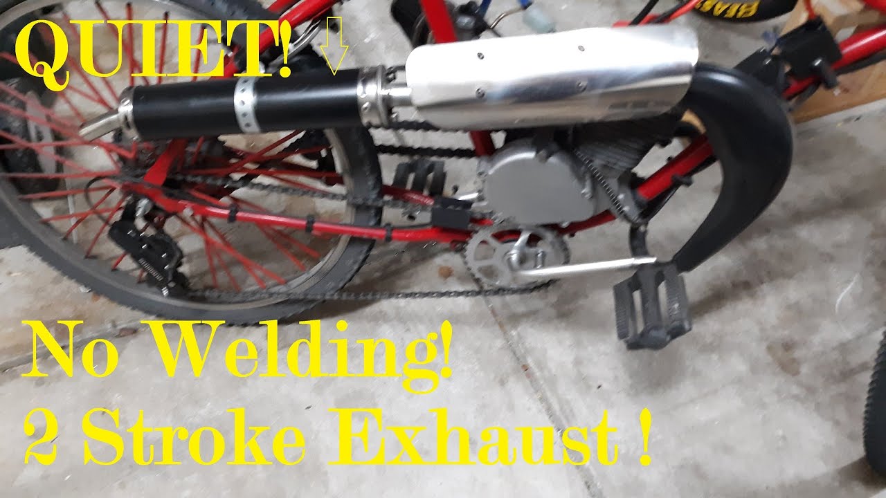 Motorized Bicycle build mz65 clone Chambered Exhaust and Silencer - No welding!)